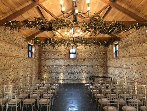 The ceremony layout at the Gathering Barn